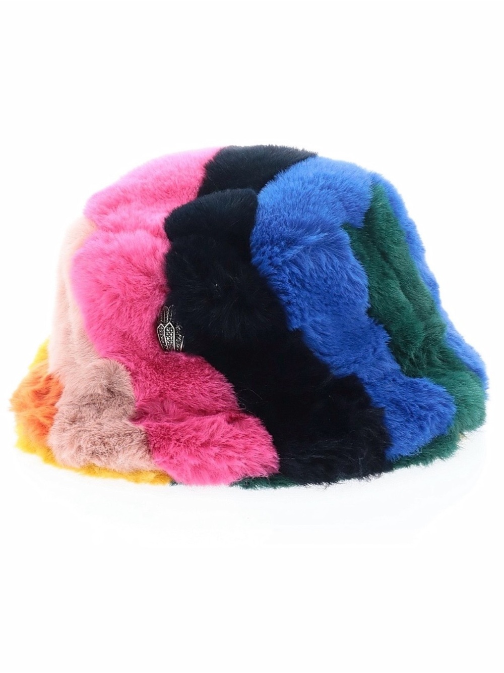 Kurt Geiger rainbow faux fur bucket hat one size